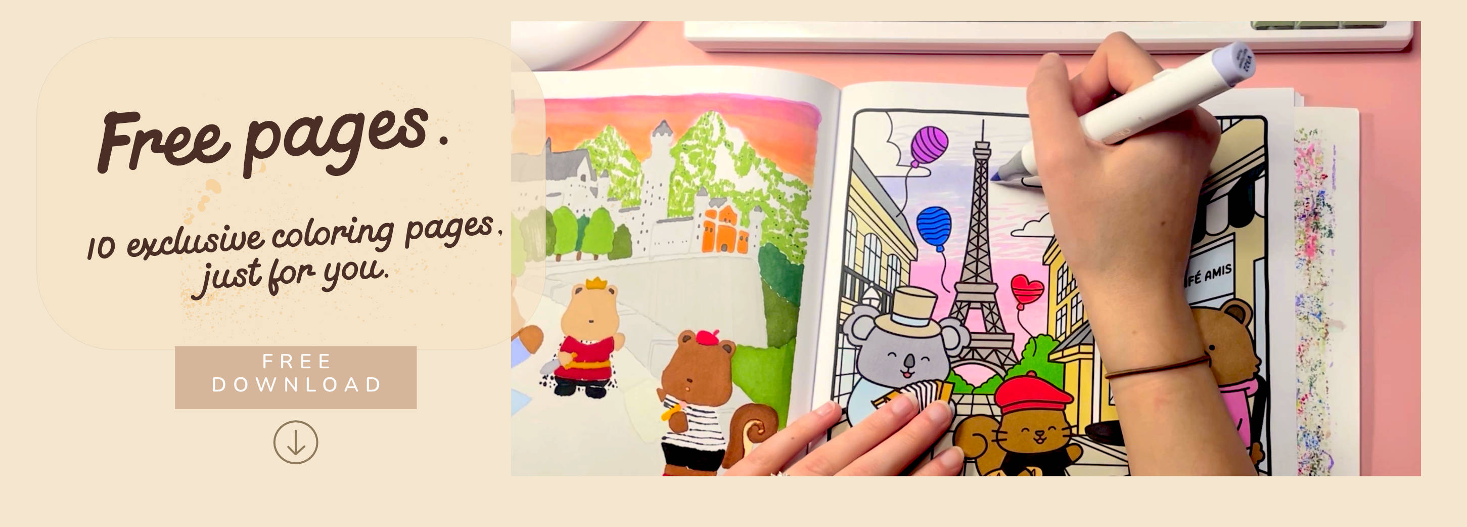 Free pages. Ten exclusive coloring designs, just for you.